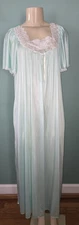 Vintage Val Mode Green Long Nylon Nightgown Size Large NOS NWT
