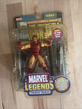 Toy Biz Marvel Legends Series 1 Iron Man Figure Comic & Display Stand Bubble DMG