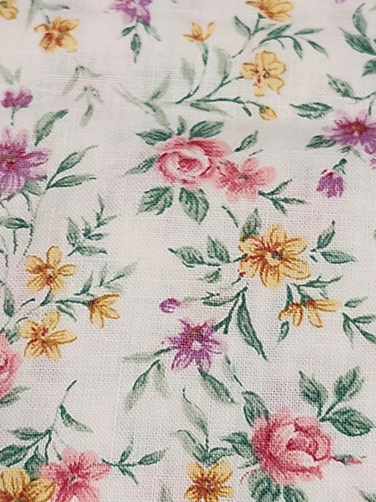 1.50 Yards 45 Wide Pink Purple Yellow Floral OOP 100% Cotton image 4
