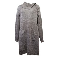 Prana S Tan Sweater Dress ARCHER Shawl Cowl Neck Mini Knit Pockets Winter Fall A