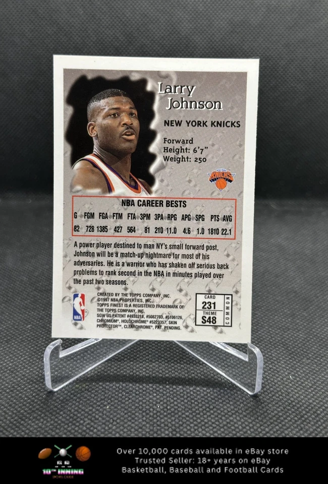 1996-97 Topps Finest Sterling #231 Larry Johnson w/Coating - Image 2 of 2