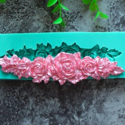 Rose Flower Garland Form Silicone Mold Fondant Cake Chocolate Mould Candy Clay