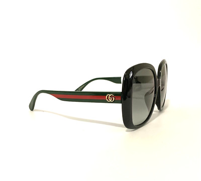 GUCCI GG0714SA 001 Black Green and Red Stripe Sunglasses-Guaranteed original