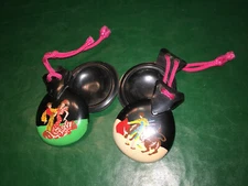 Vintage Ebony Wood Hand Painted Spanish Castanets For Flamenco Dance