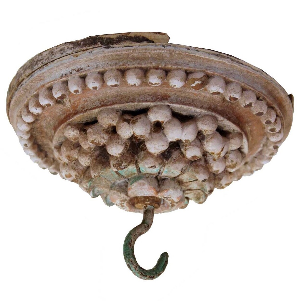 Coat Hook On Old Painted Teak, Various Colours - 19thC Coat Hook On Old Painted Teak, Various Colours - 19thC