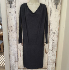 Ann Taylor Sz Small Womans Gray Knit Blouson Long Sleeve Cowl Neck Career Dress