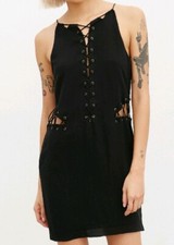 URBAN OUTFITTERS Stevie May Quick Sparrow Lace Up Black Dress Size XS -$179 MSRP