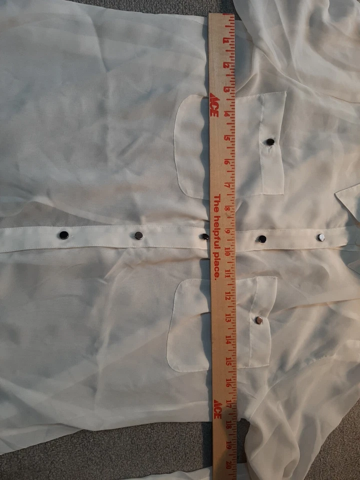 Blusa mujer KENNETH COLE REACTION abotonada mediana M manga larga blanco transparente Foto 4 de 4