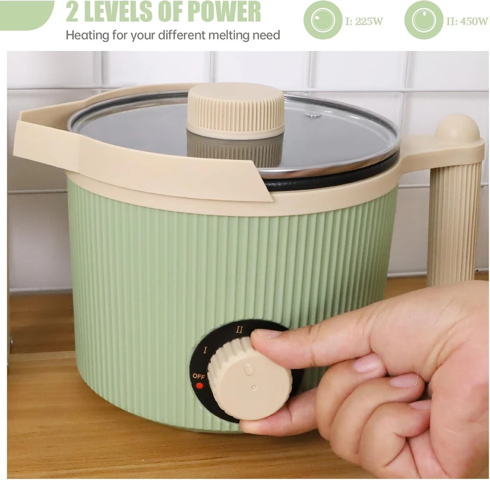 Olla de fusión de cera TOAUTO 1,5 L, verde, caño de fácil verter, ajuste de potencia doble - Imagen 4 de 4