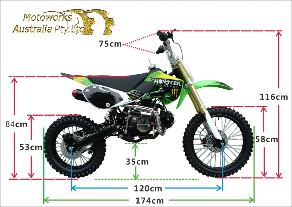 MOTOWORKS 150CC bigfoot OIL COOLED DIRT TRAIL PIT MOTOR 2 WHEELS PRO BIKE RED - image 2 of 4