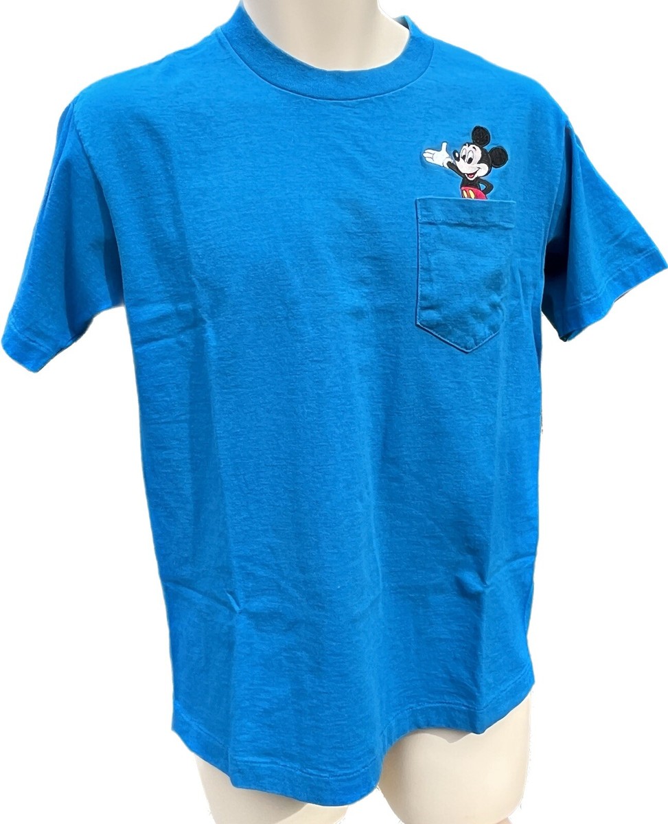 VTG Disney Mickey Mouse Single Stitch Embroidered Pocket T Shirt S