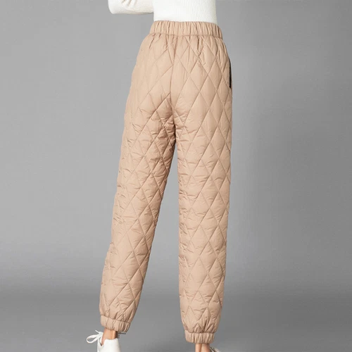 Women Thick Pants Padded Quilted Thermal Trousers Elastic Waist Sweatpants Grey - Bild 21 von 32