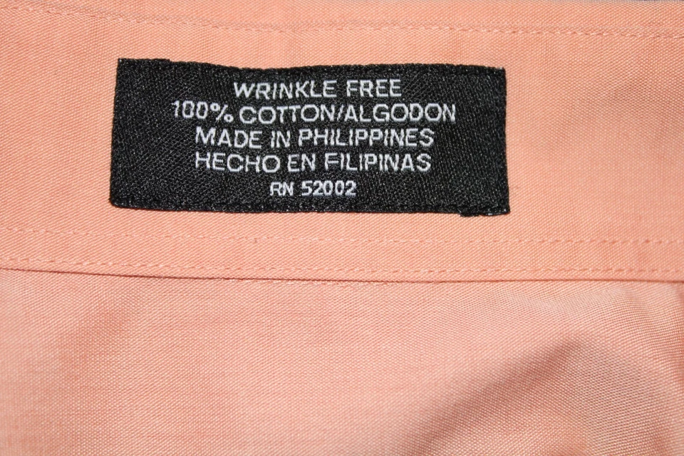 Camisa con botones Axcess para hombre talla 16 32-33 naranja manga larga sin arrugas Foto 4 de 4