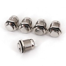 5Pcs Waterproof Metal 16mm 2Pin Latching ON-OFF High Round Push Button Switch