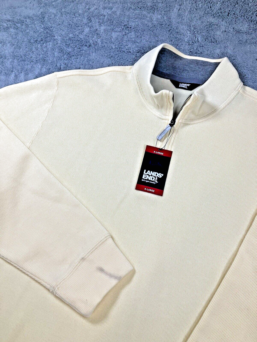 LANDS END Men&rsquo;s Bedford Rib Quarter Zip Yellow SZ XL 46-48 NEW W 