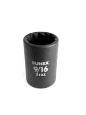 Sunex 318z 9/16" - 3/8" Drive 12 Point Shallow Impact Socket Standard Tools 12pt