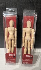 Set Of 2 5.5" Art Wooden Figure Male Manikin Mannequin Model Drawing Sketching