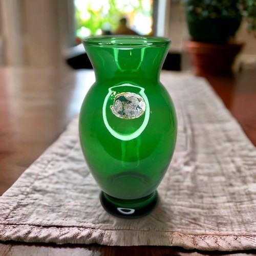 MCM Anchor Hocking Forest Green Vase 6 3/8 Zoll mit orig. Aufkleber Ankerglas - Bild 2 von 8