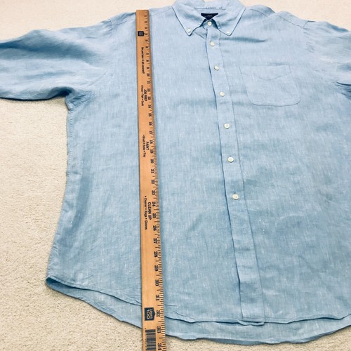 Brooks Brothers 346 Shirt Mens XL Blue 100% Linen Long Sleeves Casual Button Up - Picture 10 of 19