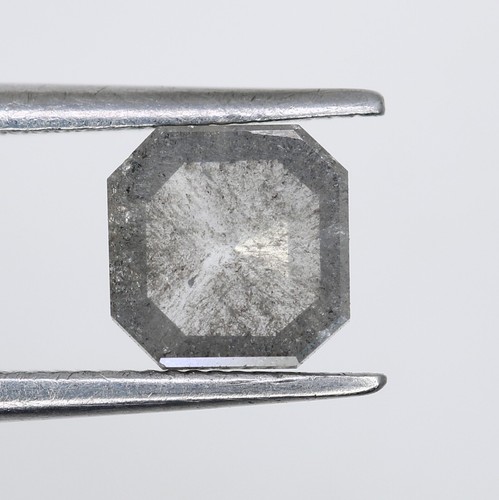 0.73 CT Asscher Cut Salt and Pepper Diamond Engagement Ring Gemstone - Picture 10 of 12