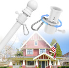 House Metal Flag Pole Kit 5Ft Tangle Free Heavy Duty Outside Wall Mount 3X5 Hand