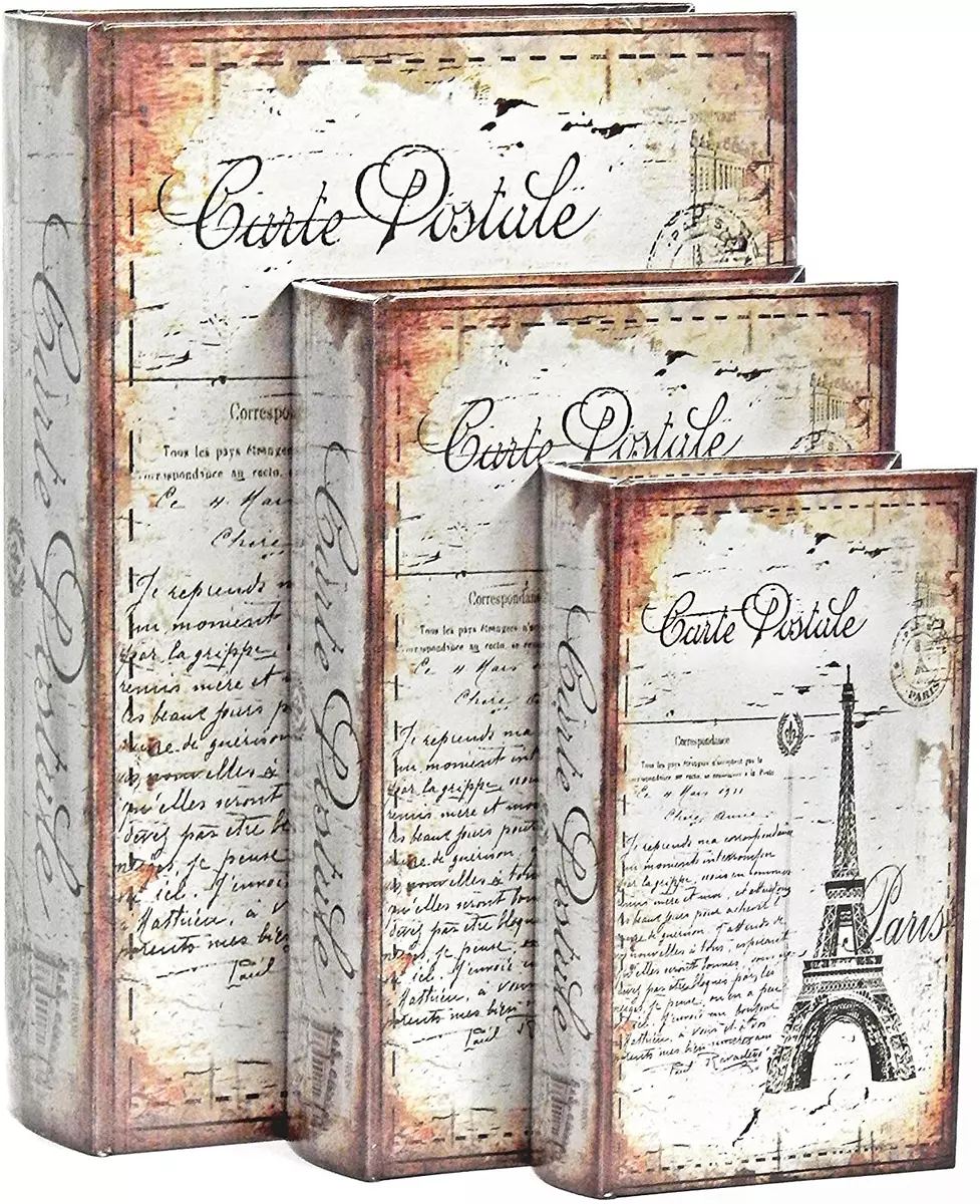 Bellaa 9 Decorative Book Box Vintage Hidden Secret Storage Set of
