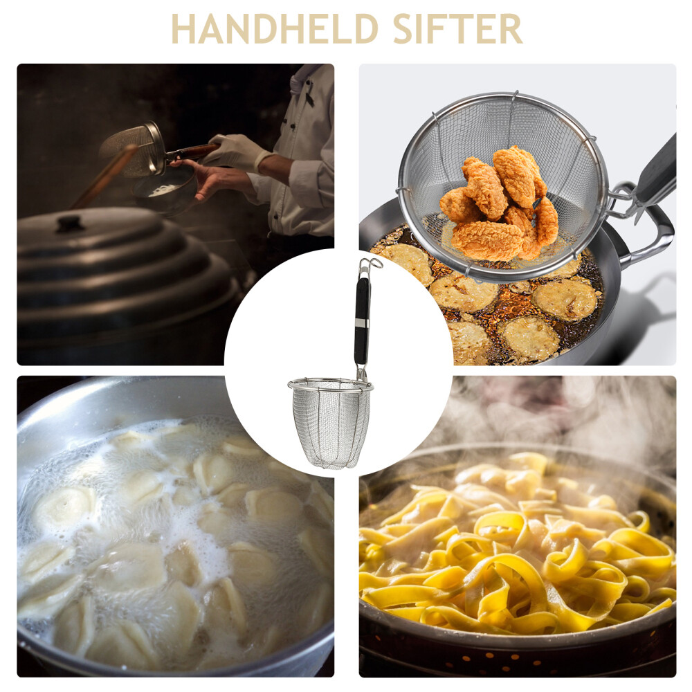 Wooden Noodle Boiling Basket Kitchen Sifter Fine Mesh Strainer