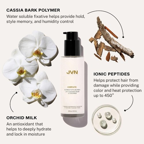 JVN Complete Blowout Styling Milk Heat Protector Cream, Anti-Humidity - 3 Oz - Picture 2 of 6
