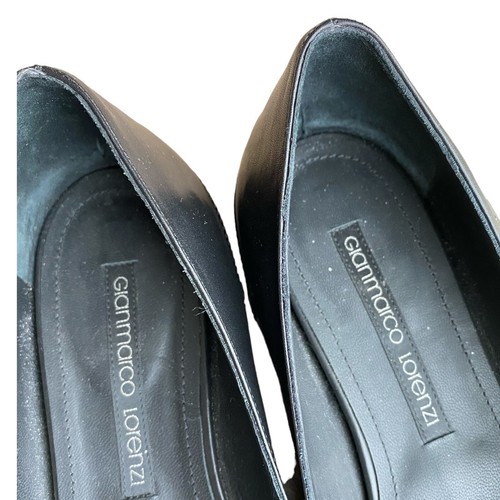GIANMARCO LORENZI Black Leather Zip Detail Pointed Toe Ballet Flats, Size 37 - Picture 6 of 12