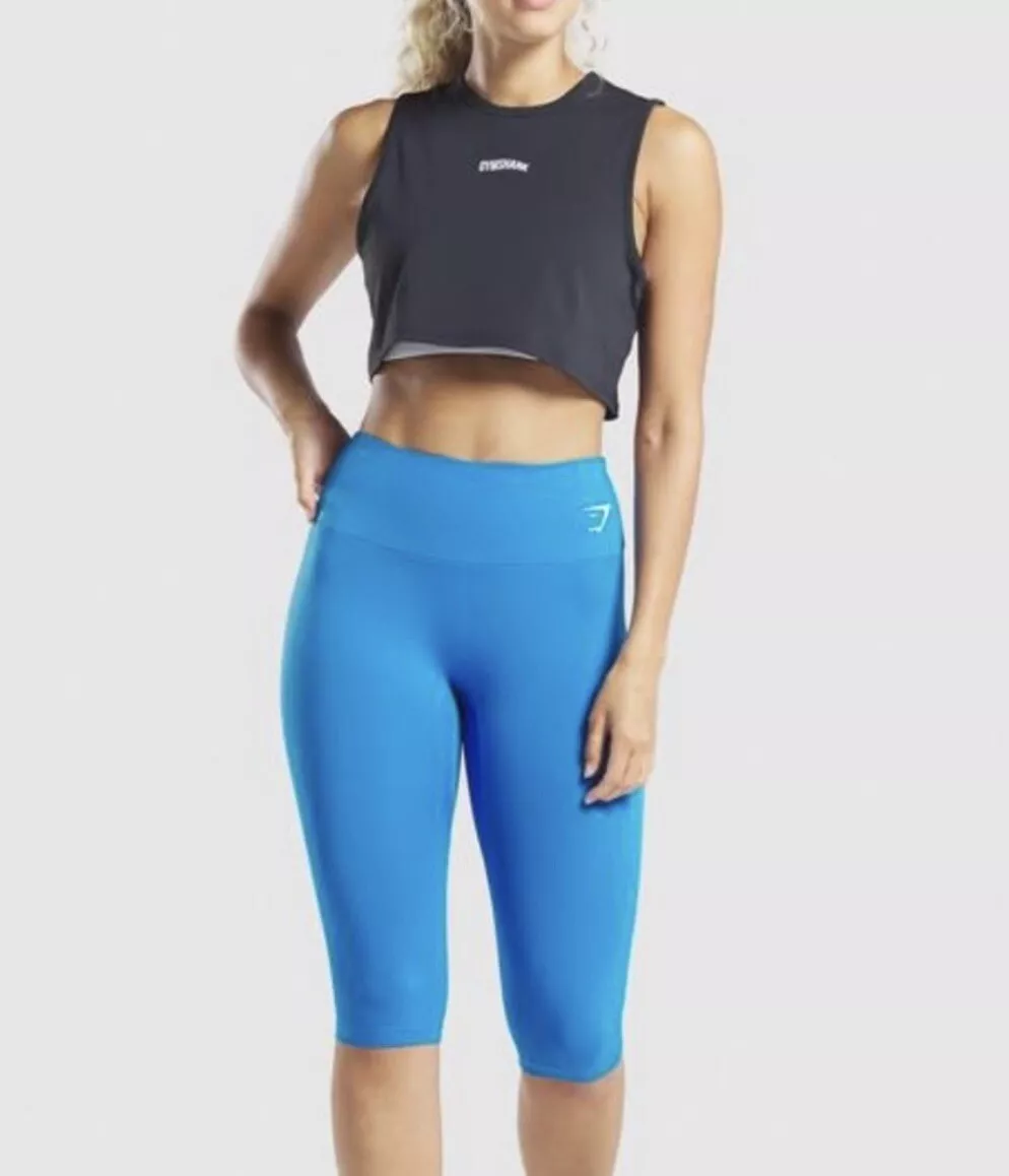 GYMSHARK Training Cropped Leggings Blue Size X-Small Or Small See  Measurements