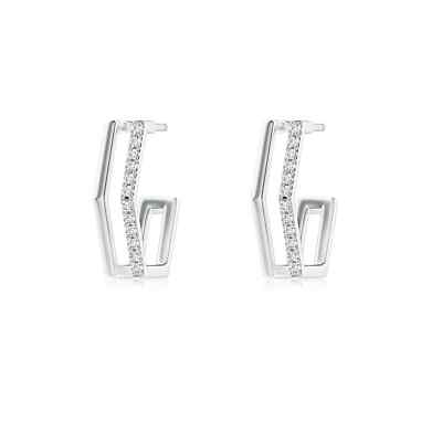 ANGARA Lab Grown 0,12 Ct Diamant Sechseckige Doppel Creolen in 14K Gold