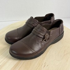 Clarks Women's Loafers Cheyn Madi Brown Leather Slip-On Shoes 7M MSRP: 90