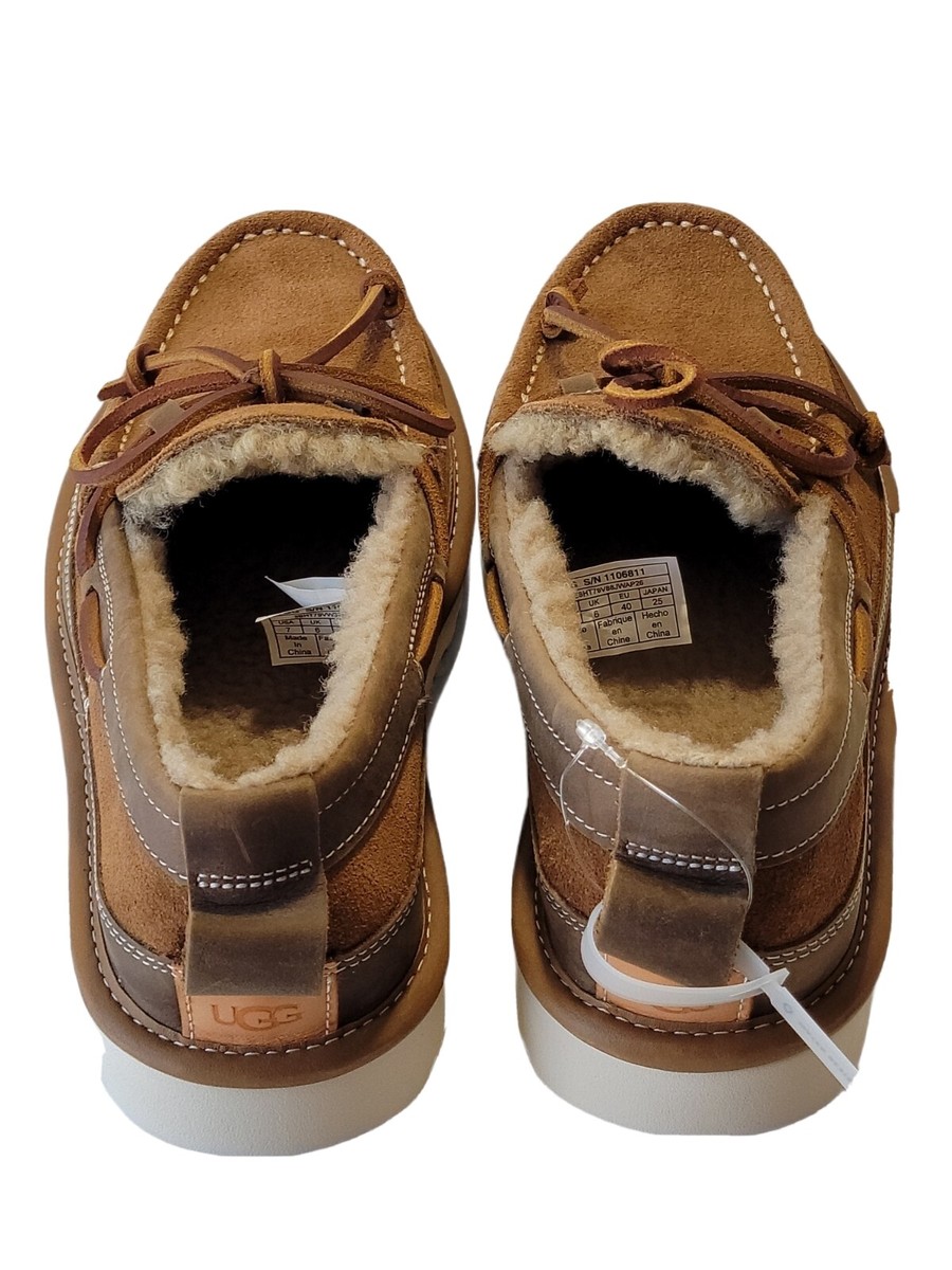 UGG MENS SZ 7 DEX LACE SLIP-ON WOOL LOAFER WATER RESISTANT