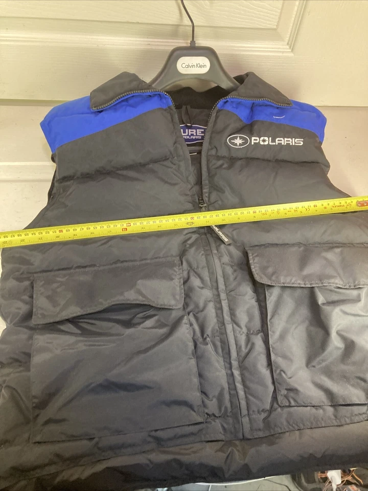 vintage Polaris Duck Down Vest Jacket Men’s Medium Black Blue Warm Winter Skidoo - Image 4 of 4