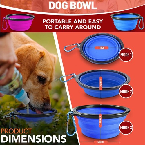 2pcs Collapsible Dog Cat Pet Bowls Food Water Feeding Silicone Portable Travel - Picture 5 of 7