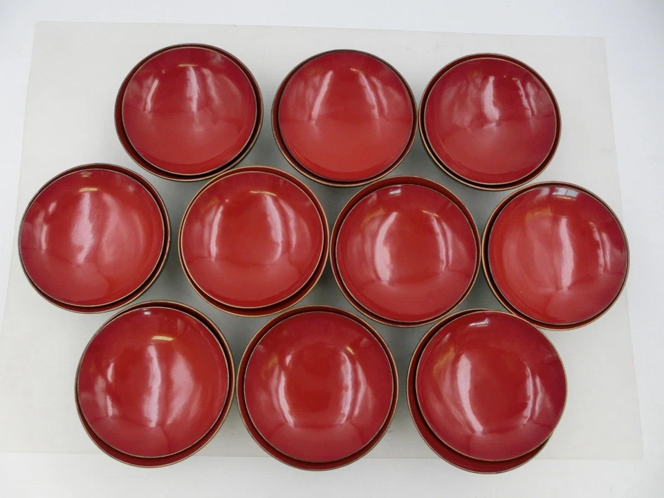 Juego de 10 cuencos de sopa japoneses antiguos de madera laca verde WAJIMA wajima chin kin Foto 4 de 4