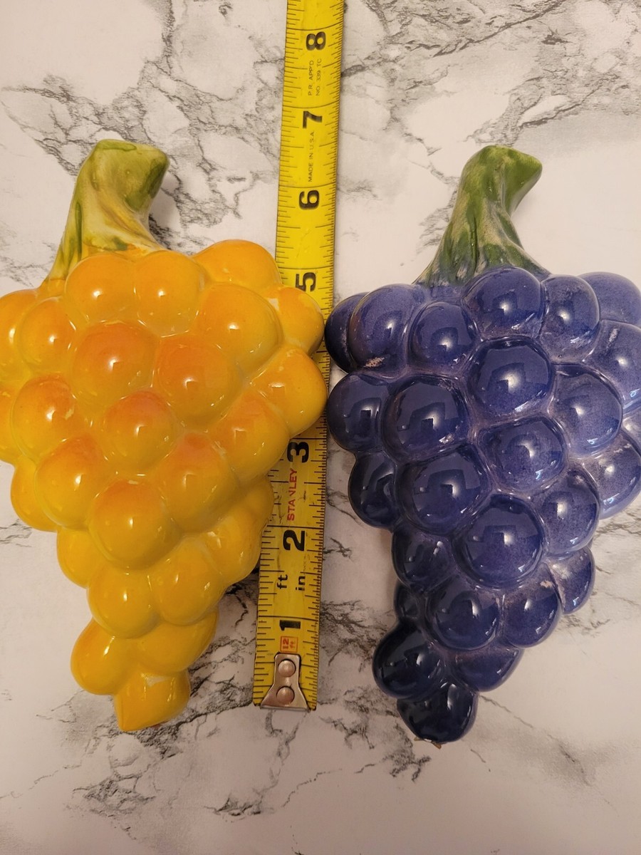 Six Vintage Ceramic Grape Clusters Purple & Yellow Wine