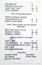 Bruce Willis REAL SIGNED Concert Set List #2 JSA LOA Autographed actor Die Hard