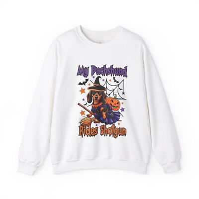 My Dachshund Rides Shotgun Halloween Unisex Heavy Blend  Crewneck Sweatshirt
