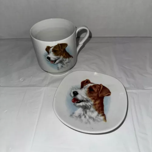 Vintage Schumann Arzberg Bavaria Germany Dog Design Mug & Saucer Set