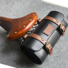 Retro Bike Dark Brown Saddle Bag Vintage Leather Bicycle Rear Seat Bag Pannier