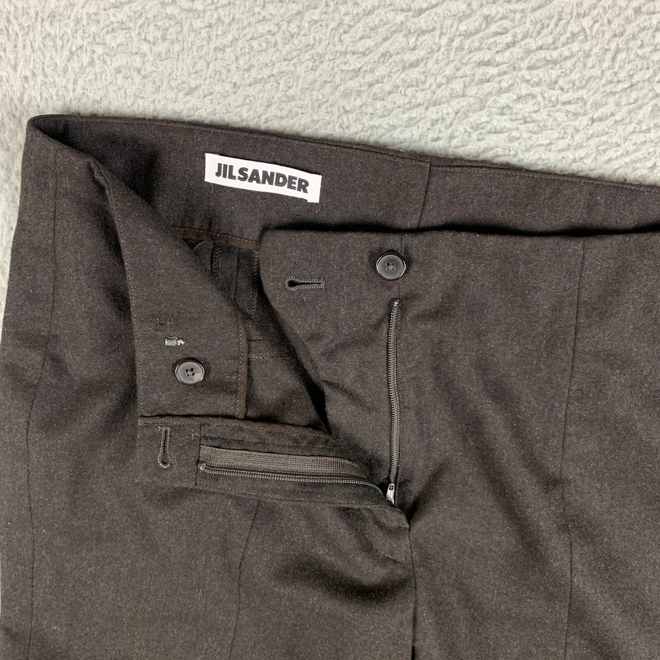 Pantalones Jil Sander para mujer EU 36 US 00 recortados marrón lana fieltro franela pantalones Foto 3 de 4