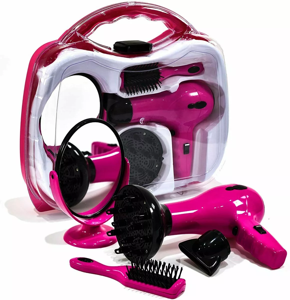Girls Hairdresser Role Play Set Kids Hair Dryer Stylist Carry Case Toys Gift