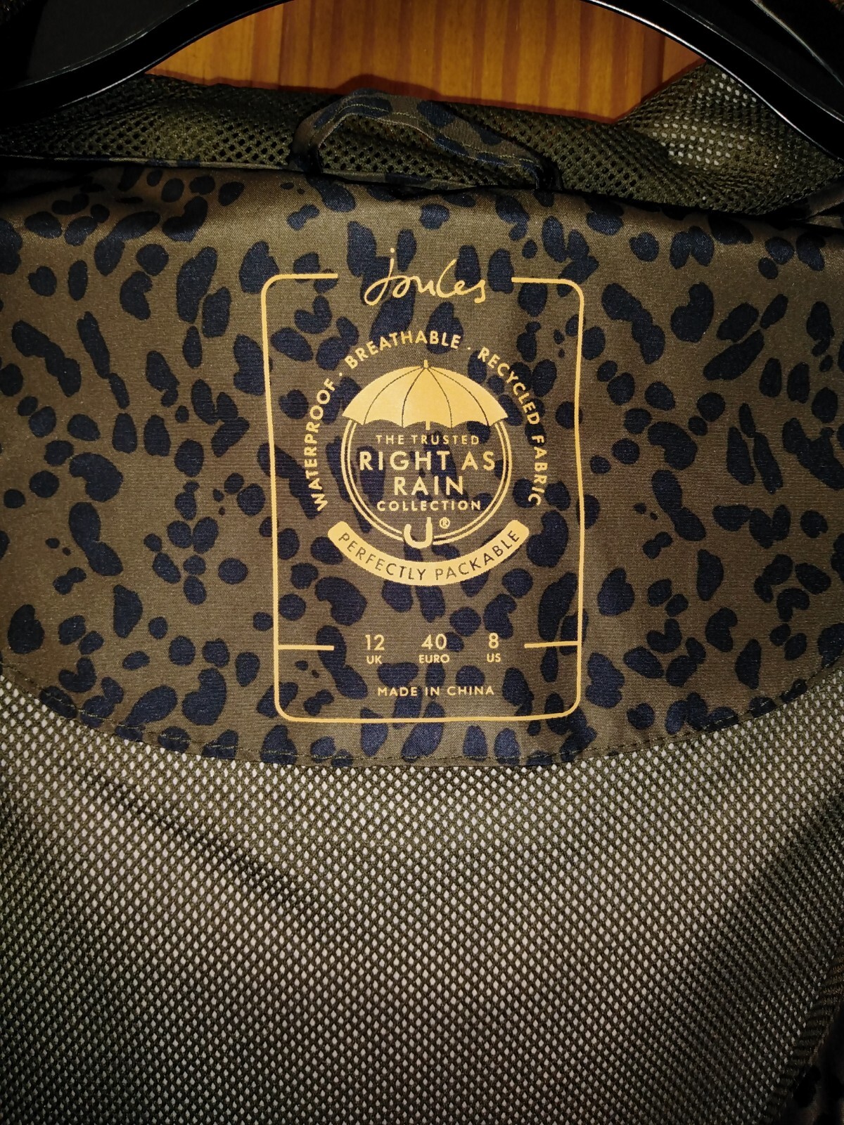 Sz 12 New Joules Waybridge Right As Rain Pack Away Raincoat eBay