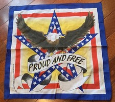 Vintage Biker  s Bandana Handkerchief Proud And Free Eagle 80s USA 21 x 21