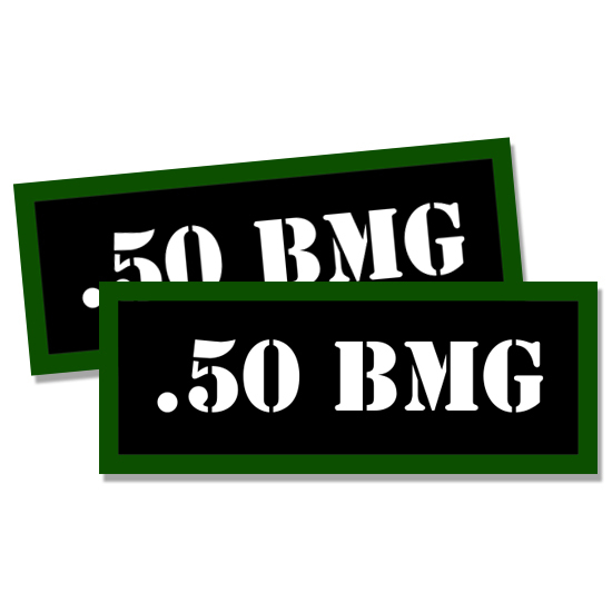 50 BMG Ammo Can Labels Machine Gun Ammunition Case stickers decals 2 pack