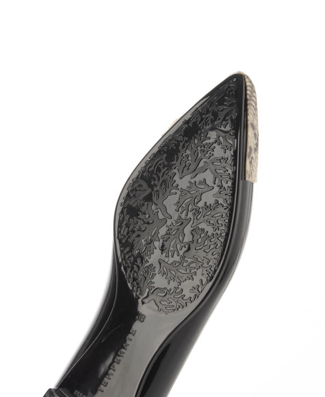 KATE PYTHON TEMPERATE BLACK POINTED TOE BALLET FL… - image 4