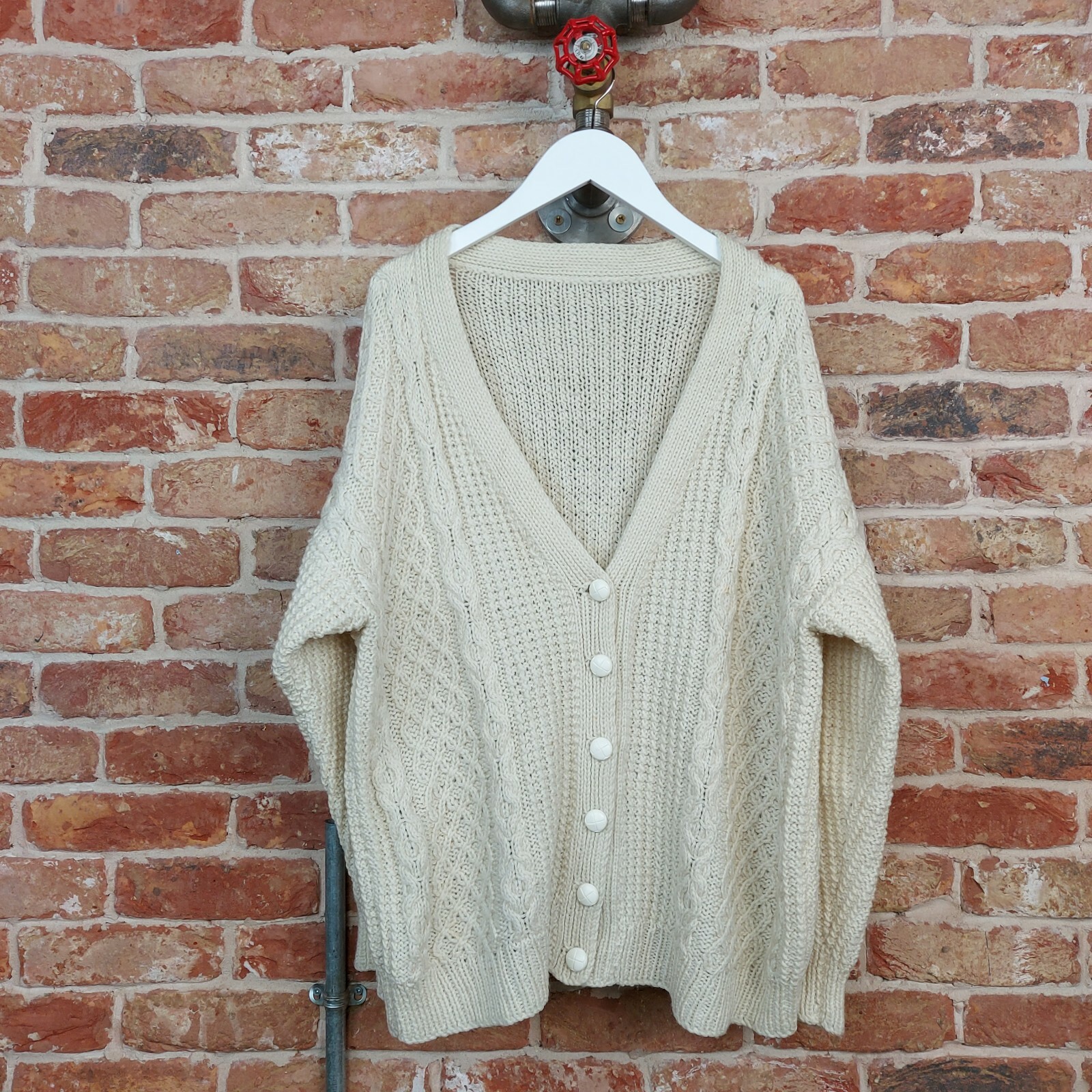 Cárdigan de Colección Aran Jersey Tejido a Mano Shetland Chunly Tejido con Cable Años 70 80