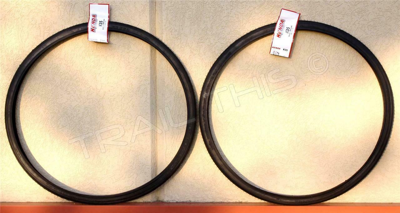 2-Pack Kenda K35 BLACK Wall 27x1-1/4" Road Bike Tires Tubes & Rim Strips Kit Set