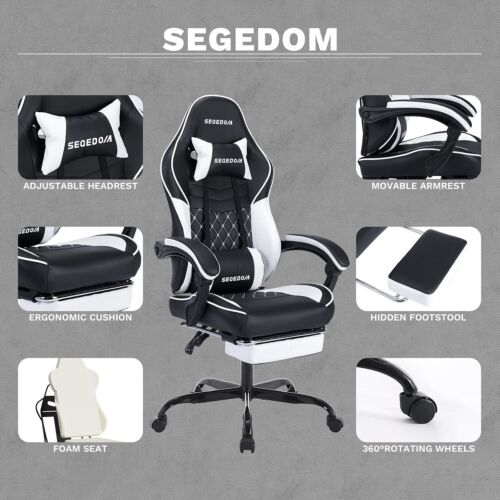 Ergonomic Video Gamer Chairs Gaming Computer Chairs Gamer Chairs for Adults - Picture 2 of 6